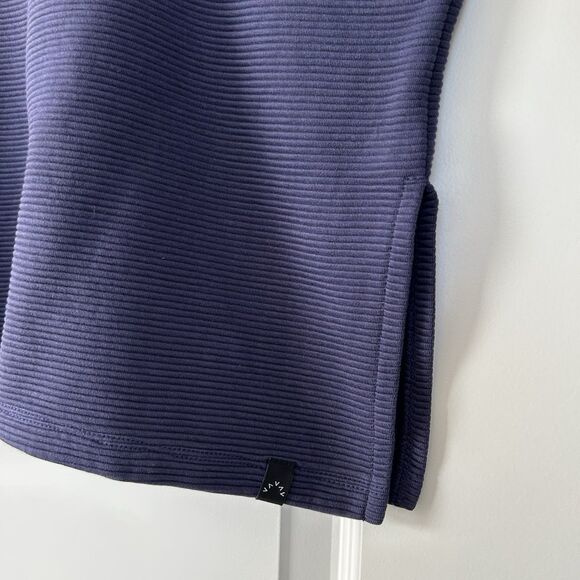 Varley Jenny Ribbed Cut Out Boxy Sweatshirt Oversized Top Sz Small Navy Blue - Picture 4 of 11